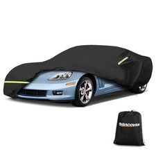 for Corvette Full Car Cover Waterproof, Outdoor Car Covers Windproof C6 Black
