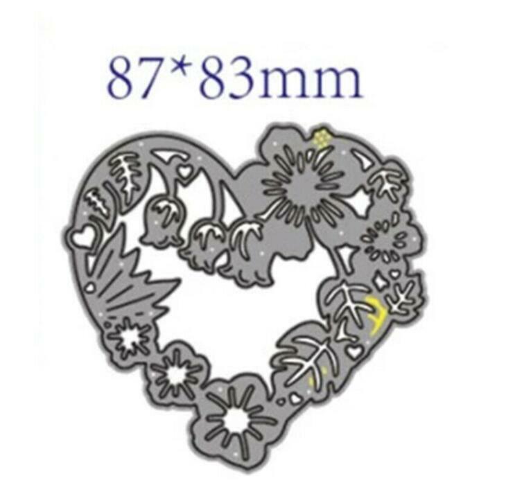 Flower Heart Wreath Template Metal Cutting Dies Scrapbooking Embossing ...