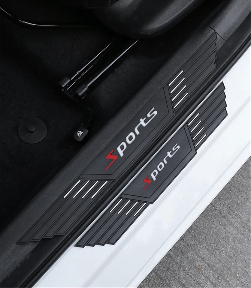 4 peças adesivo de borracha para porta de carro tampa de soleira painel adesivo anti-riscos protetor - Imagem 3 de 4