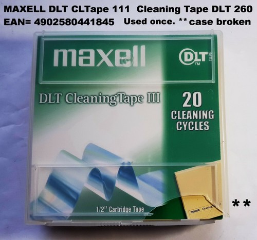 MAXELL DLT CLEANING Tape 111 DLT 260 Used Once **CRACKED CASE See Pix GENUINE - Photo 4/5