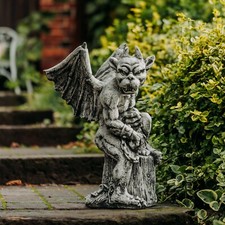 Gargoyle der Herrscher I Steinfigur 55 cm 25 kg Grau Weißbeton frostsicher
