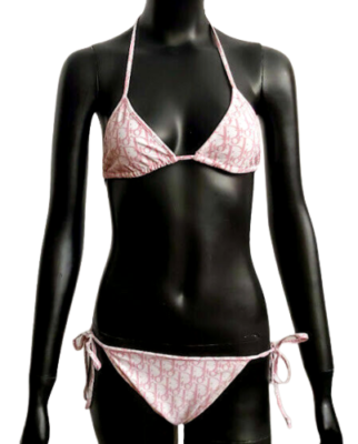 ❤️CHRISTIAN DIOR, Pink Dots MONOGRAM pattern BIKINI SET sz: M