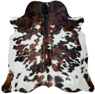 Real Cowhide Rug Tricolor  - Size 6 x 6-7 