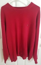Tommy Hilfiger Red Crew Neck Knit Sweater Size XXL Flag Logo