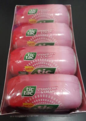 (Short Date) 8 PACK Tic Tac Strawberry and Cream 3.4oz Big Dispenser Candy Mints