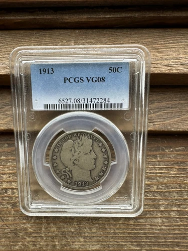 1913 barber half dollar PGCS VG08