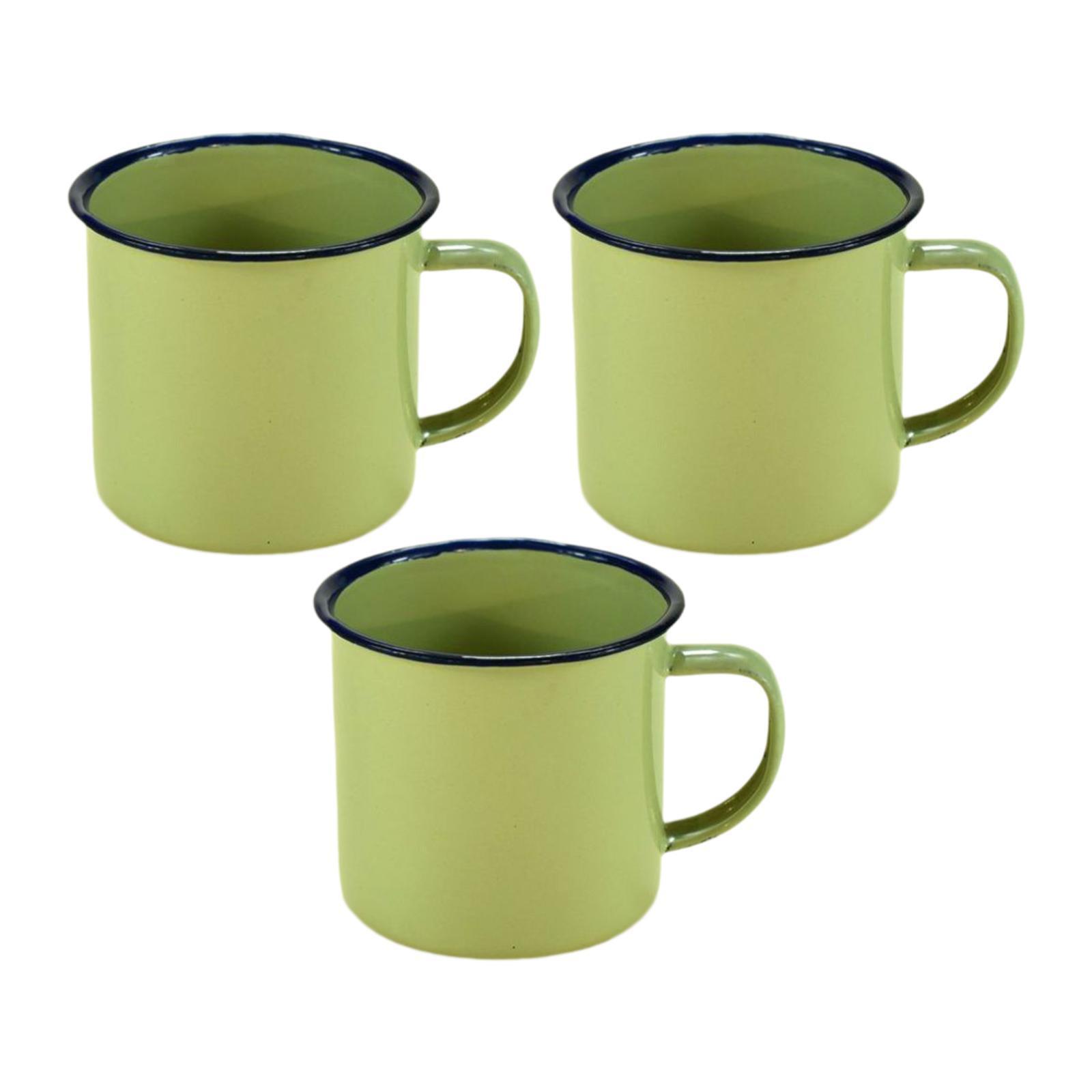 3 Pieces Enamel Coffee Cups Water Cups Milk Mugs for Dorm Household Kitchen