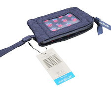 Vera Bradley Navy Blue RFID Zip-Top ID Case Classic Quilted New