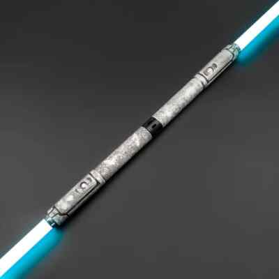 E29 Silver Weathered DoubleBladed RGB Lightsaber with Movie Strike Sound Effects