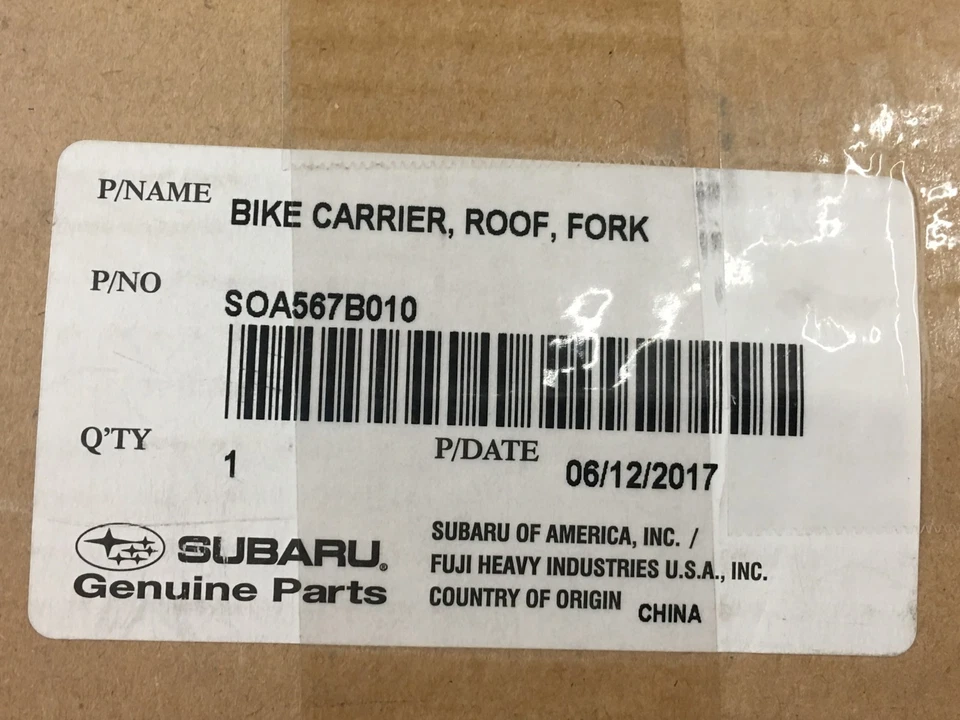 Portabicicletas Subaru 2015-2025 Thule montado en horquilla techo SOA567B011 THULE OEM NUEVO Foto 2 de 2