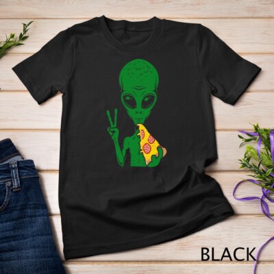 Funny Alien Head Eating Pizza UFO Extraterrestrial T-Shirt Unisex T-shirt