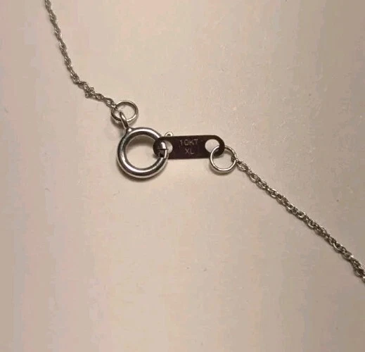 10K White Gold Open Heart Diamond Pendant Necklace Round Baguette Diamonds 2.6G - Image 4 of 4