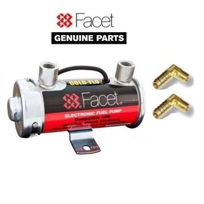 GENUINE FACET RED TOP FUEL PUMP + 90 DEGREE UNIONS (8mm) - RATED 240 BHP