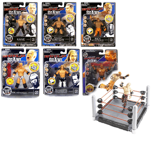 WWF WWE Wrestling Build N Brawl 3.75 toy figure set of 6 w Build Ring playset WWF WWE Wrestling Build N Brawl 3.75 toy figure set of 6 w Build Ring playset