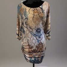 Boho Chic Top NWT Rhinestones Boho Coastal Grandmother Made in USA Sz M/L