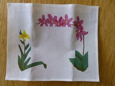 Needle Nicely Pink Orchid Needlepoint Hand Painted Canvas Picture Frame NEW