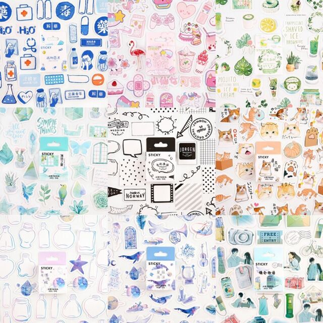 46PCS Cute Stickers Flower Stationery DIY Scrapbooking Diary Label Sticker Decor