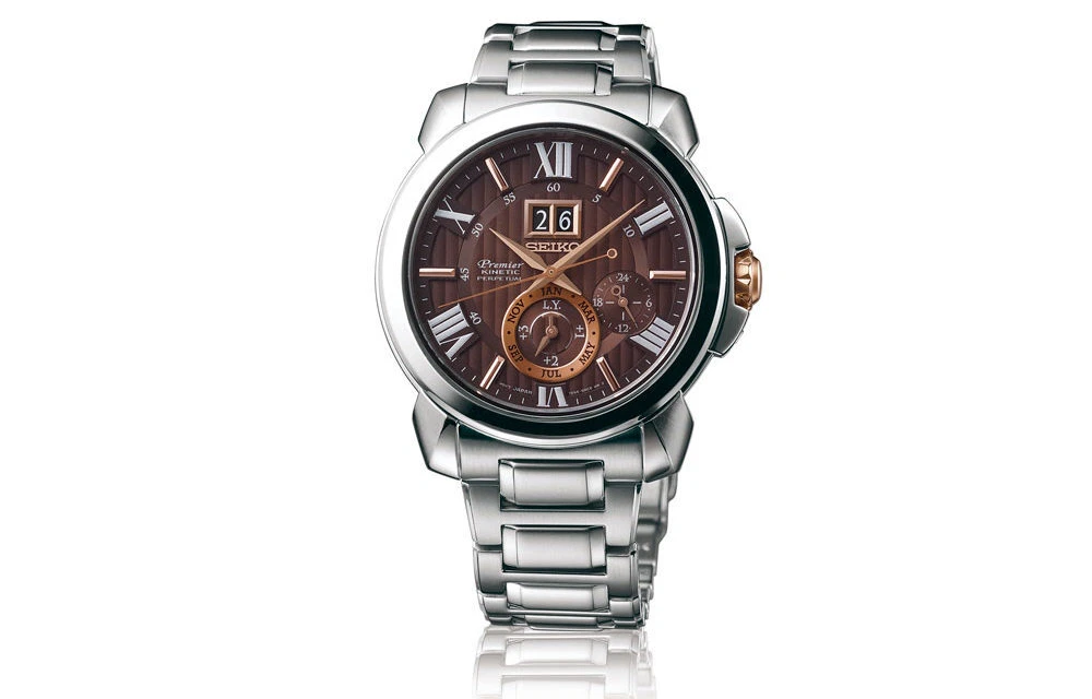 Seiko Premier SNP157P1 Kinetic Perpetual Calendar Men Watch WARRANTY