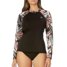 Hurley Women's UPF 50 Long Sleeve Pull Over Rash Guard Scattered Palm NWT Sz S