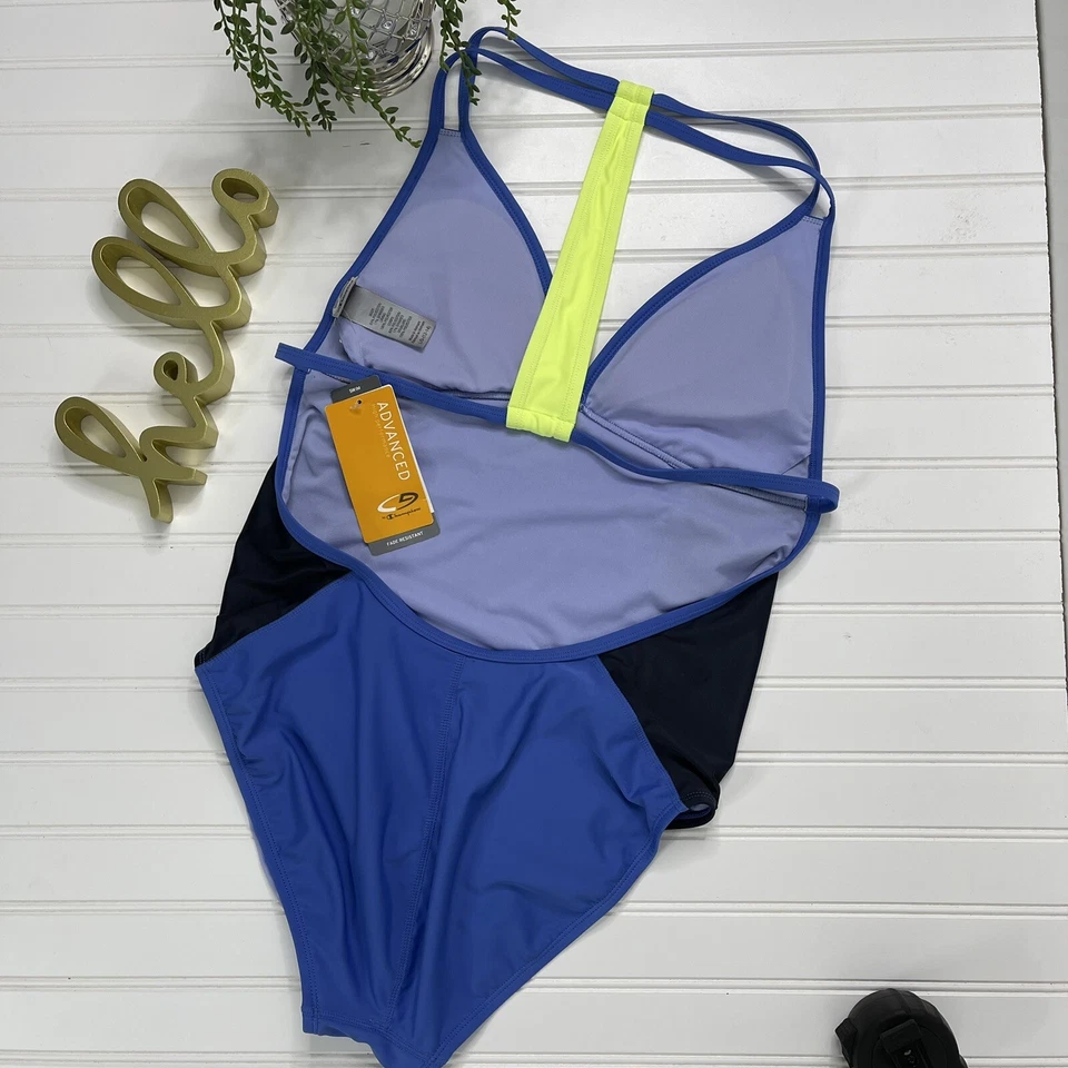 Traje de baño Champion de una pieza para mujer talla L 10-12 traje de baño a rayas atlético Foto 4 de 4