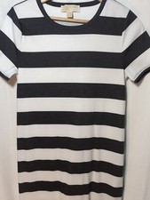 Michael Kors Striped Short Sleeved Dress Size Medium, Grey and White
