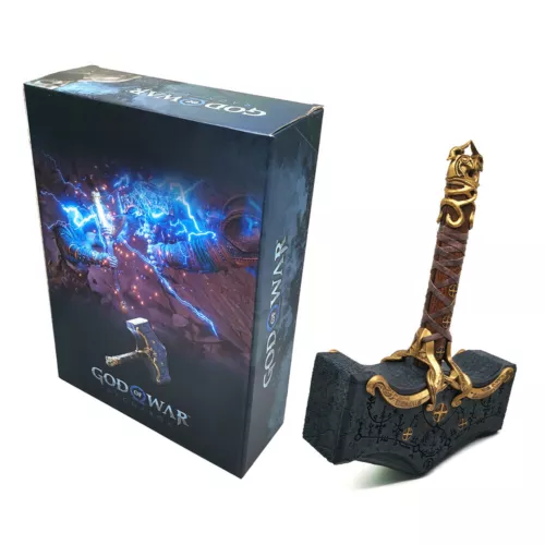 39cm God of War Thor's Hammer Cosplay Props Ragnarok Mjolnir Hammer Model Statue - Picture 3 of 16