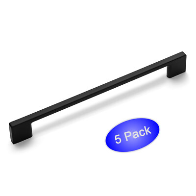 *5 Pack* Cosmas Cabinet Hardware Flat Black Modern Pulls #11244-160FB