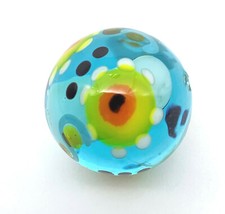New for 2022 22mm "Pollination" Clear Blue w Flowers Handmade Art Glass Marble