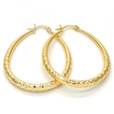 Classy Medium Real Gold Plated Oval 14k Gold Layered 50mm x 4mm Hoop Earrings