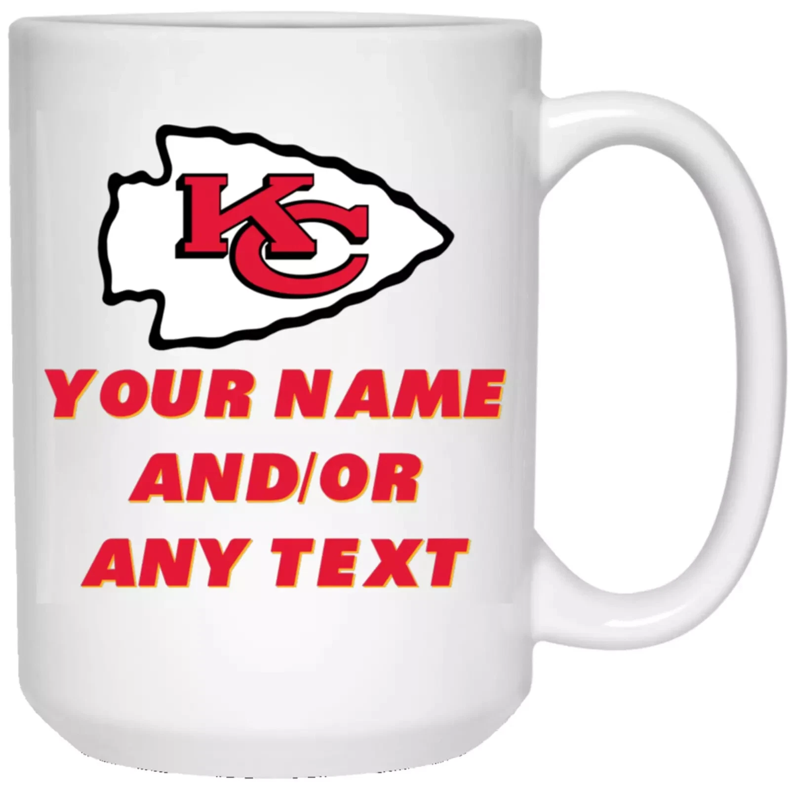 Custom Personalized Kansas City Chiefs White Ceramic Coffee Mug Cup