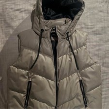 Zara Mink Beige Faux Leather Puffer Gilet 