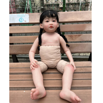 30'' Unfinished Reborn Baby Doll Rooted Long Hair Boy Girl Painted Kit DIY Parts