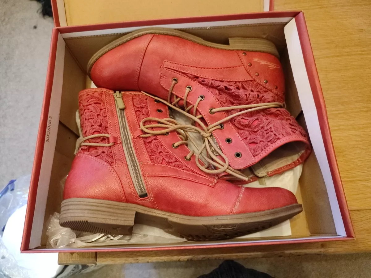 Womens red sales ankle boots uk