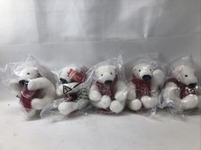 Lot of 5 Mini Coca Cola Plush Polar Bear with Red Scarf - BRAND NEW
