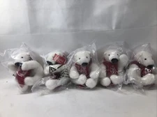 Lot of 5 Mini Coca Cola Plush Polar Bear with Red Scarf - BRAND NEW