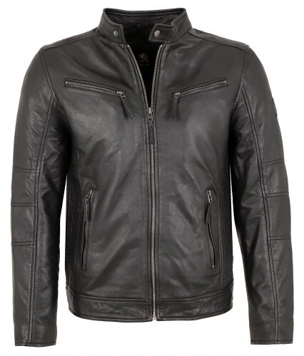 OTTO KERN Herren Lederjacke Kapuze Lammnappa schwarz
