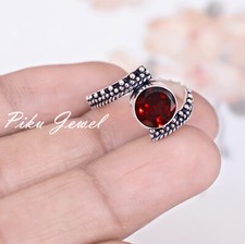 Faceted Garnet Gemstone 925 Sterling Silver Ring New Arrival Jewelry Gift