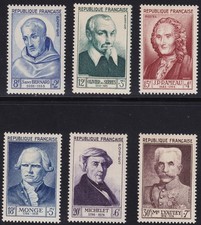 1953 FRANCE, Célébrités, Illusti, # 945/950, MNH**