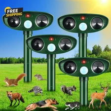 4 Pack Solar Ultrasonic Animal Repellent Outdoor Sonic Fortress Deer Repellent
