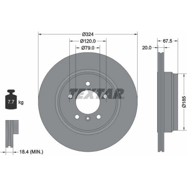 2X Textar 92123103 Bremsscheibe FüR BMW 7 E65 E66 E67-image