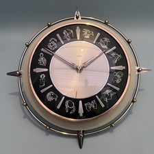 Vintage Metamec Wall Clock Zodiac Star Signs Retro Mid Century 28cm 60's MCM