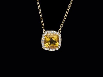 Top Preis Halskette Anhänger 1,04 ct. Diamanten Citrin 750 Gold Wert: 3.000 EUR