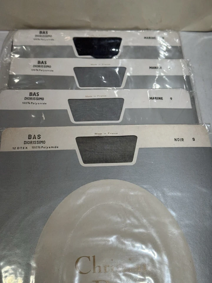 Christian Dior Vintage Pantyhose Lot Of 4 Diorssimo BAS Paris France SIZE 9 NEW - Imagem 2 de 4