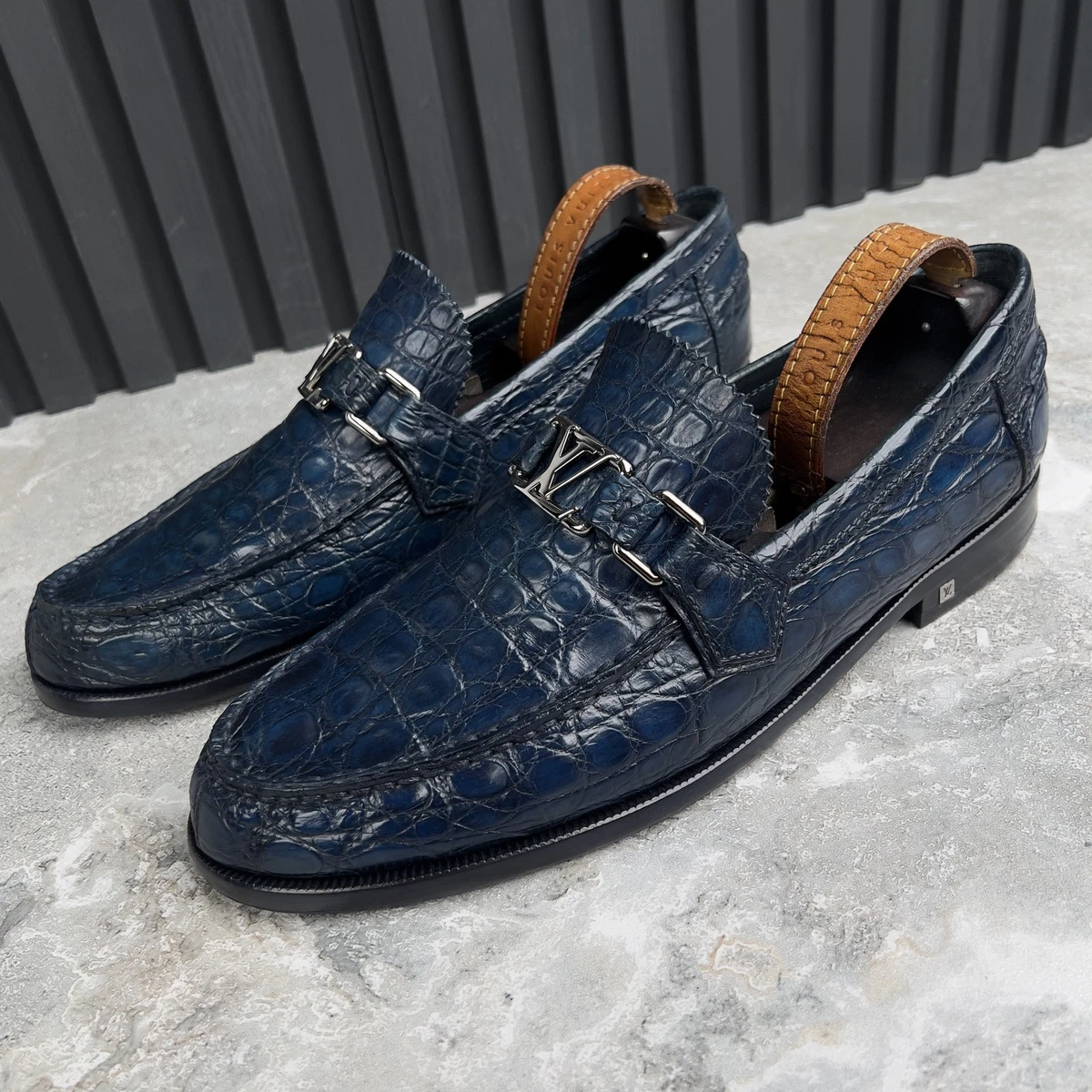 Louis Vuitton Navy Blue Loafers - Rare & brand new condition!  Size: 12 Louis Vuitton Moccasin Blue Casual Shoes for Men for sale | eBay main image 2