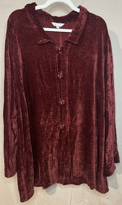 #ad KLEEN Velour Button Up Collared Long Sleeve Rust NWOT Jacket Women’s 2X $65.00