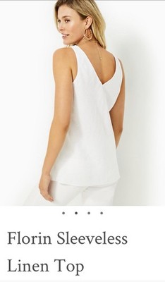 Lilly Pulitzer Florin White Linen Sleeveless V-Neck Tank Top Women s M
