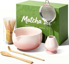 Complete Matcha Starter Set, Ceramic Matcha Set Includes Bowl & Holder, Bamboo W