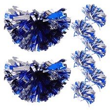 8 Pcs Blue and Silver Pom Poms Cheerleading Cheering Hand Flowers