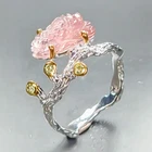 Carving 4 ct AAA Natural Tourmaline Ring 925 Sterling Silver Size 7 /R460952
