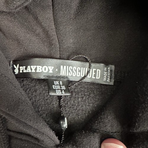 Playboy Missguided Sweatshirt Women 2XL - SZ 4 Black Pink Oversized Hoodie - Picture 6 of 14